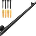 4 FT Black Metal Hand Rails for Indoor Stairs - 48 Inch Wall Mounted Safety Grab Bars Staircase Handrail - Outdoor Stair Railing for Garage Porch Steps, Banister Rails