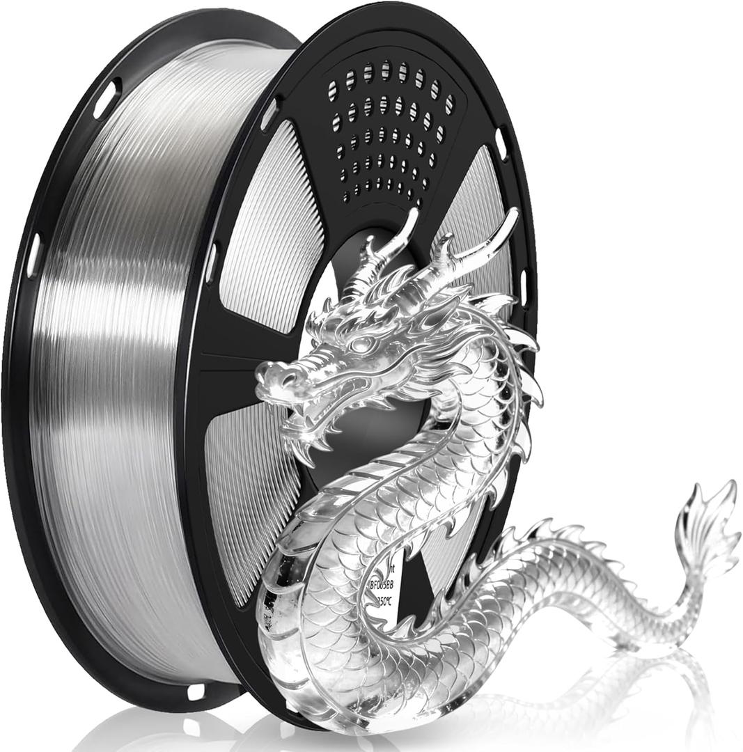 Geeetech PETG Filament 1.75mm Transparent, 1 KG (2.2lbs) Neatly Wound Spool Clear 3D Printer Filament, High-Toughness, 0.02mm Accuracy, Non-Clogging & Non-Stringing, Fits Most FDM Printers