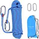 Climbing Rope, 12 mm Static Climbing Rope, 32FT(10M) 65FT(20M) 100FT(30M) 164FT(50M) Outdoor Rock Climbing Rope, Escape Rope, Rappelling Rope, Fire Rescue Parachute Rope (Blue)
