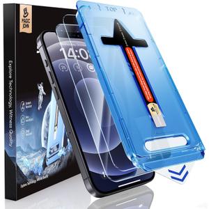 MAGIC JOHN 2 Pack for iPhone 12/iPhone 12 Pro 6.1 inch Tempered Glass Screen Protector, Auto Dust-Elimination Installation, Bubble Free, HD Clear, Easy Installation