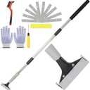 Frebuta 61in Floor Scraper Long Handle Heavy Duty, 4 inch Razor Blade Floor Scrapers Metal Paint Scraper with 10PCS Extra Metal Blades Paint Scraper Ideal for Cleaning Stove Top Windows Glass Wall