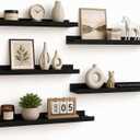 24inch Long Floating Shelves for Wall Decor, 5-Set Shelves with Lip, Black