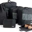Baraida 6 Set Compression Packing Cubes for Suitcases, Space-Saving Packing Cubes for Travel, Durable Suitcase Organizer Bags Set for Travel Essentials, Double Zipper Compression Packing Cubes,Black