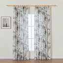 2 x MYSKY HOME Pinch Pleated 95 Inches Floral Curtains for Living Room/Dining Room Burlap Effect Printed Privacy Protect Linen Drapes Window Treatments, 2 Panel, Brown and Natural