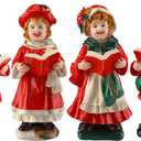 Thyle 4 Pcs Christmas Resin Figurines Table Decoration Christmas Carols Collectible Figurines Xmas Resin Table Centerpieces Xmas Carolers Tabletop Decor for Indoor Home Shelf Sitters Decor