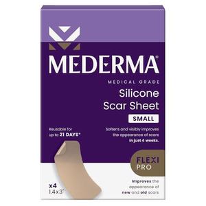 Mederma Medical Grade Silicone Scar Sheets - Improves Appearance of Old & New Scars from Injury, Burn & Surgery, Breathable & Flexible, 4 Count One Bandage Missing