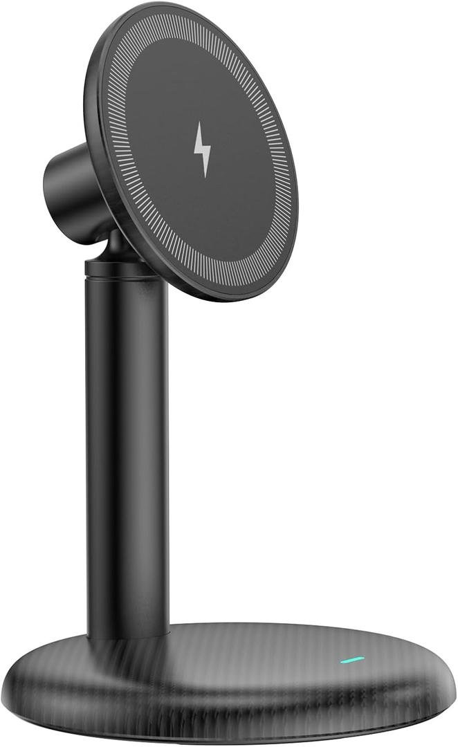 Mag-Safe Charger Stand for iPhone 17/Air/16/15/14/13/12,15W Fast Charging,Wireless Charging Pad Compatible with MagSafe Suitable for Desk or Nightstand (No Adapter/Angle Fixed)