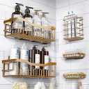 5-Pack Rustproof Stainless Steel Shower Caddy  No Drill Adhesive Bathroom Organizer with Large Capacity, Spacious Shower Shelves for Inside Shower, Kitchen & Home Decor Storage (5-piece set, Rose Gold)