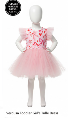 LQSZ Girls Tulle Dresses Princess Flutter Sleeve Tutu Dress for Toddler Girl 3-12 Years