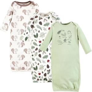 Touched by Nature Unisex Baby Organic Cotton Gowns (Preemie-Newborn, Forest Explorer)