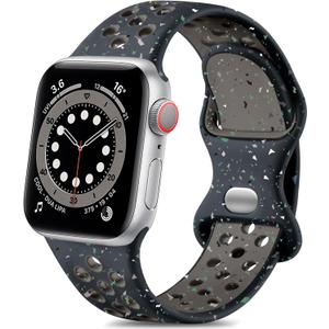 Lerobo Compatible with Apple Watch Band for Men Ultra 2 3 49mm SE 2 3 44mm Series 11 10 46mm Series 9 8 45mm 42mm Women Sport Band for iWatch Bands Series 7 6 5 4 3 2 1 Breathable Soft Silicone Strap (Midnight Sky Flame)
