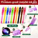 30 Pack Invisible Ink Pens with UV Light, Magic Spy Pen for Secret Messages, Birthday Party Favors Easter Egg Hunt Halloween Goodie Bags Stocking Stuffers Valentine's Day Gifts for Kids Ages 3+