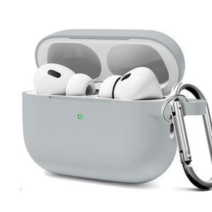 for AirPods 3 Case Cover, Silicone Protective Accessories Skin with Keychain and Cleaner Kit Compatible with Apple AirPod 3rd Generation 2021 for Women Men,Front LED Visible-Gray