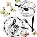 50Pcs Musical Notes Party Supplies Music Paper Plates Tableware Set 9" Music Notes Dinner Plates 7"Music Dessert Plates for Music Themed Karaoke Jazz Party Music Birthday Party Decorations Serve 25