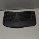 OMOTON Ergonomic Wireless Split Keyboard, Cushioned Wrist Rest, Rechargeable, USB Connectivity, 2.4G Membrane Silent Keyboard for Windows/PC, Classic Black