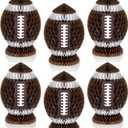 Fourluoo 6 Pcs Football Party Decorations Large Football Honeycomb Centerpieces 3D Ball Table Decor Sports Ball Paper Honeycomb Decorations for Tailgate Party Decoration(Dark Brown,7.4 Inch)