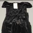 Off The Shoulder Vintage Velvet Bodycon Midi Dress for Women Wrap Slit Elegant Cocktail Party Evening Pencil Dress