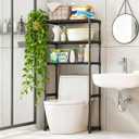 Garvee 3 Tier Bathroom Over The Toilet Shelf, Freestanding Space Saver Metal Over The Toilet Shelf Organizer- for Most Toilets, Black