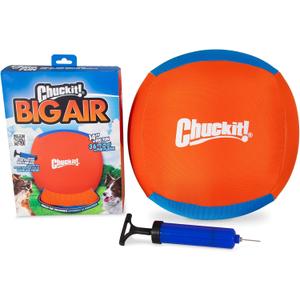 Chuckit! Big Air Fetch Ball Dog Toy (14 Inch) Herding Instincts Dog Toy, for Interactive, Non-Chewing Activities, for All Breeds, Inflating Pump Included