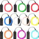 Tuanse 10 Pack EL Wire 9.8 ft LED Wire Lights with Battery Pack Portable Neon Lights Cuttable Glowing Strobing Electron Luminescent LED for Party DIY
