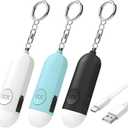 Zabree Personal Safety Alarm Strobe Light, 3 Pack Keychain Siren with Carabiner for Women, School Children, Night Runners. USB Rechargerable SOS Emergency Self Defense Alerts