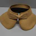 Straw Sun Visor for Women, Wide Brim UPF 50+ Protection Beach Hat, Adjustable, Roll Up Foldable Ponytail Cap with Chin Strap