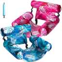 FindUWill Inflatable Pool Float Chair, 2 Pack, Monstera Hot Pink & Blue