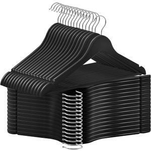 30 Pack Wooden Coat Hangers, 360 Swivel Hook, Suit Hangers with Anti-Slip Notches, Clothes Hangers for Jackets, Shirts, Dress, Black UAWY0530B