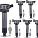 ENA Set of 6 Ignition Coil Pack with Spark Plug 3.3L 3.3 V6 2004 2005 2006 2007 2008 Compatible with Lexus Toyota Camry Sienna Solara Highlander ES330 RX330 RX400h for C1452 UF506 UF430 4504