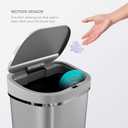 Ninestars DZT-80-35 Deluxe Automatic Touchless Infrared Motion Sensor Trash Can, 21 Gal 80L, Heavy Duty Stainless Steel Base (Oval, Silver/Brush Lid) Trashcan, Ss
