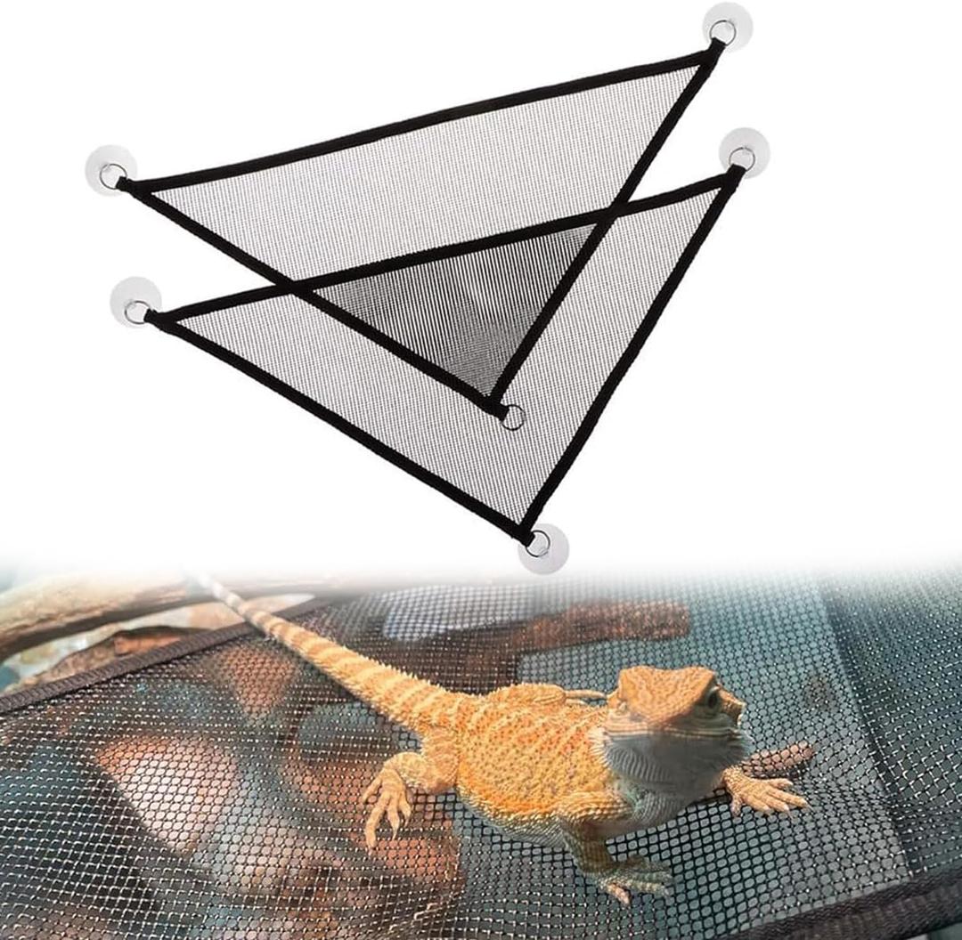 2Pcs Bearded Dragon Lizard Hammock Reptile Hammock Lounger Ladder Bearded Dragon Hammock Accessories for Bearded Dragons Geckos Lizards Reptile (Black, 2 Pcs)