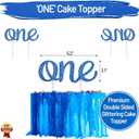 Baby 1st Birthday Boy Decorations with Crown - Baby Boy First Birthday Decorations High Chair Banner - Cake Smash Party Supplies - Happy Birthday ONE Burlap Banner, No.1 Gold and Blue Crown