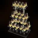 Champagne Tower with Led Light for Party, 3 Tier Clear Champagne Flute Wall Holder with 32 Slots Glasses Display Stand Stemware Rack Acrylic Tree Stand for Wedding Party 25.6 x 19.6 x 11.8