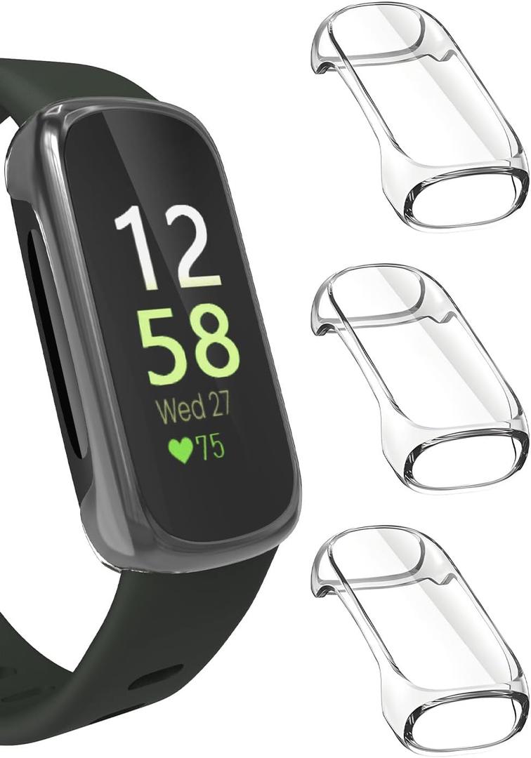 3 Pack Clear Protective Case Compatible with Fitbit Inspire 3 Screen Protector TPU Overall Bumper Case Ultra-Thin Full Face Cover Replacement Bumper Accessories for Inspire 3 Smartwatch
