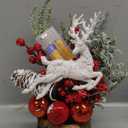 Small Christmas Tree Tabletop Artificial Mini Christmas Tree Decorations with Holiday Ornaments Red Berry Pine Cone Greenery for Home Indoor Fireplace Mantel Xmas Decor Indoor Outdoor