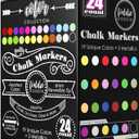 Loddie Doddie Liquid Chalk Markers (24-Pack) - Dust-Free Erasable Pens for Windows, Glass, Chalkboard & Blackboard - 6mm Reversible Bullet & Chisel Tip (1 Count (Pack of 24))