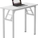 Need Small Desk 31 1/2" No Assembly Foldable Writing Table,Sturdy and Heavy Duty Folding Computer Desks for Small Space/Home Office/Dormitory AC5DW(80 * 40) (White & White Frame)