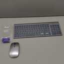 Wireless Keyboard and Mouse Ultra Slim Combo, TopMate 2.4G Silent Compact USB 2400DPI Mouse and Scissor Switch Keyboard Set with Cover, Batteries Included, for PC/Laptop/Windows/Mac - Gray Black