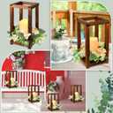 Hushee 60 Pcs Wooden Wedding Lantern Centerpiece Integrated Holders with Candles and Wreaths Rustic Wooden Candle Lantern Decor for Wedding Party Table Valentine Decor (Brown)