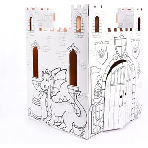 Easy Playhouse Fairy Tale Castle - Kids Art and Craft for Indoor and Outdoor Fun, Color, Draw, Doodle  Decorate and Personalize a Cardboard Fort, 32" X 32" X 43. 5" - Made in USA, Age 3+, White