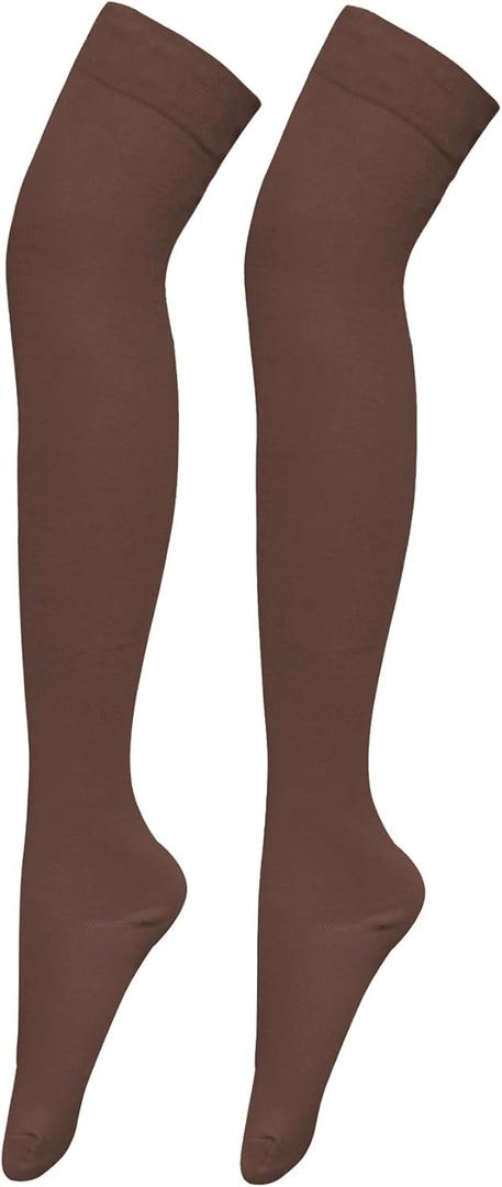 Bestjybt Women Thigh High Socks Cotton Warm Over the Knee Socks Long Knee High Boot Stockings Leg Warmer (One Size, Coffee)