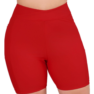 Women's 7" Plus Size Cross High Waisted Board Shorts with Side Pockets Boyshorts Swimsuit Bottoms, XXL