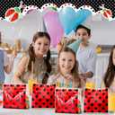 Teenyyou 24 Pcs Ladybug Party Favor Bags Clear PVC Goodie Treat Tote Gift Bags with Handles Ladybug Theme Birthday Party Supplies