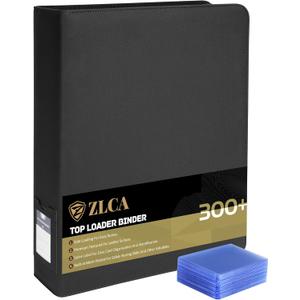 ZLCA Top Loader Binder-9 Pocket, Hold 324 Cards Trading Card Binder Includes 20 Top Loaders, Top Loaders Binder for Sport Card, MTG, TCGBlack