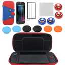 USHTJSKLIN Carrying Case for Nintendo Switch 2 Case 14in1 Set,Screen Protectors 2-Pack with Alignment Frame,Thumb Grips 10-Pack,Glasses Cleaning Cloths,Red&Blue
