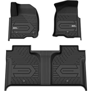 3W Floor Mats Fit for 2019-2024 2025 Chevy Silverado/GMC Sierra 1500 & 2020-2024 2025 Chevrolet Silverado/GMC Sierra 2500 HD/3500HD Crew Cab TPE All Weather Custom Fit, with Factory Carpeted Storage