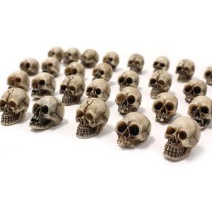 BinaryABC Mini Skull Figurine Miniature Skeleton Head Table Decor,Halloween Micro Landscape Figure,Halloween Prank Props,Haunted Dollhouse Accessories