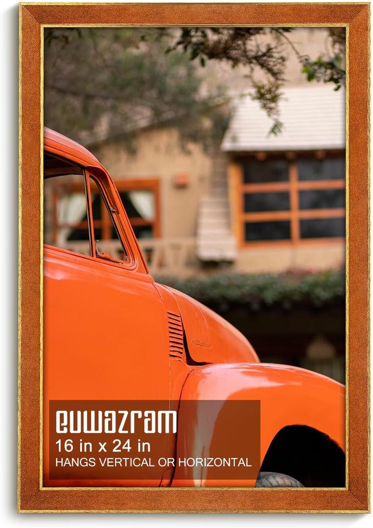 Suede 16x24 Frame - Single Frame, Christmas Elegant Brown 16 x 24 Poster Frame, 16x24 Picture Frame for Artwork Puzzles Photos and Movie Posters