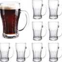QAPPDA Beer Mugs Set, Glass Mugs With Handle 18oz,Large Beer Glasses For Freezer, Beer Cups Drinking Glasses 520ml,Pub Drinking Mugs Stein Water Cups For Bar, Alcohol,Beverages Set of 8