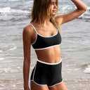 AngiMelo High Waisted Bikini Sets for Women Two Piece Tummy Control Swimsuits Modest Bathing Suit Shorts Swim Suits Teens (Black, S)